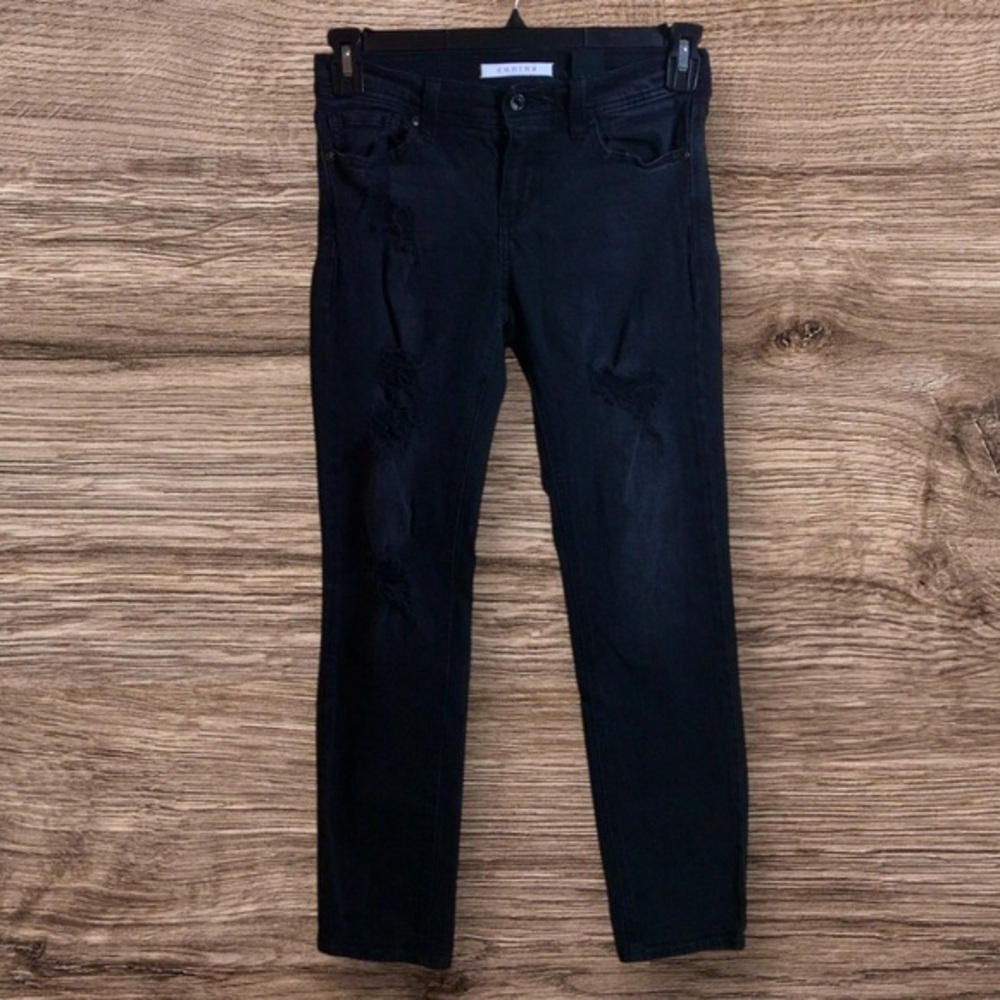 Eunina Sasha low rise relaxed skinny Jean crop. Black. Size 5.